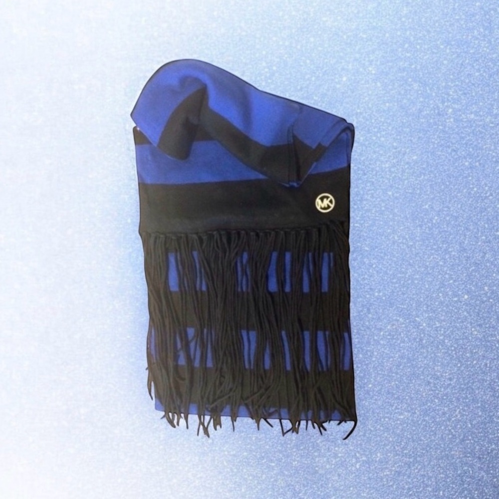 Michael Kors Navy & Cobalt Striped Scarf ( O/S )
